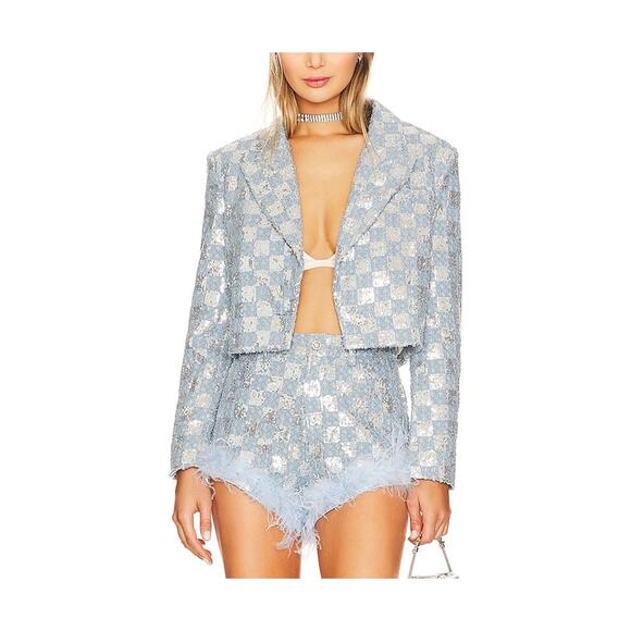 Line & Dot Jackets & Blazers - Line & Dot 'Skylar' Blue Cotton Jacket Size S